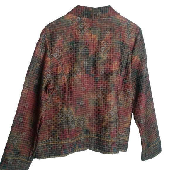 Christopher & Banks Womans Zip Up Jacket Brown Orange Red Autumn Fall - Picture 3 of 5